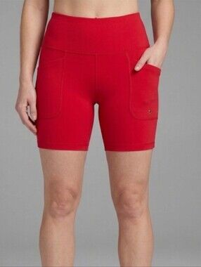 NEW Gradual High Rise Red Stretch Biker Yoga Shorts Women's Size X-Large